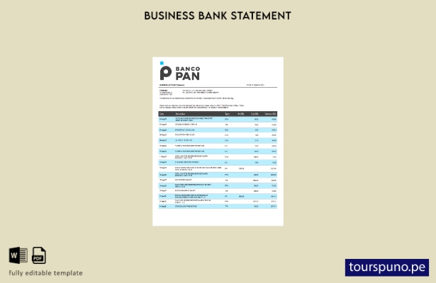 listo para imprimir Plantilla de extracto de cuenta firme de Banco Pan Bank Plan